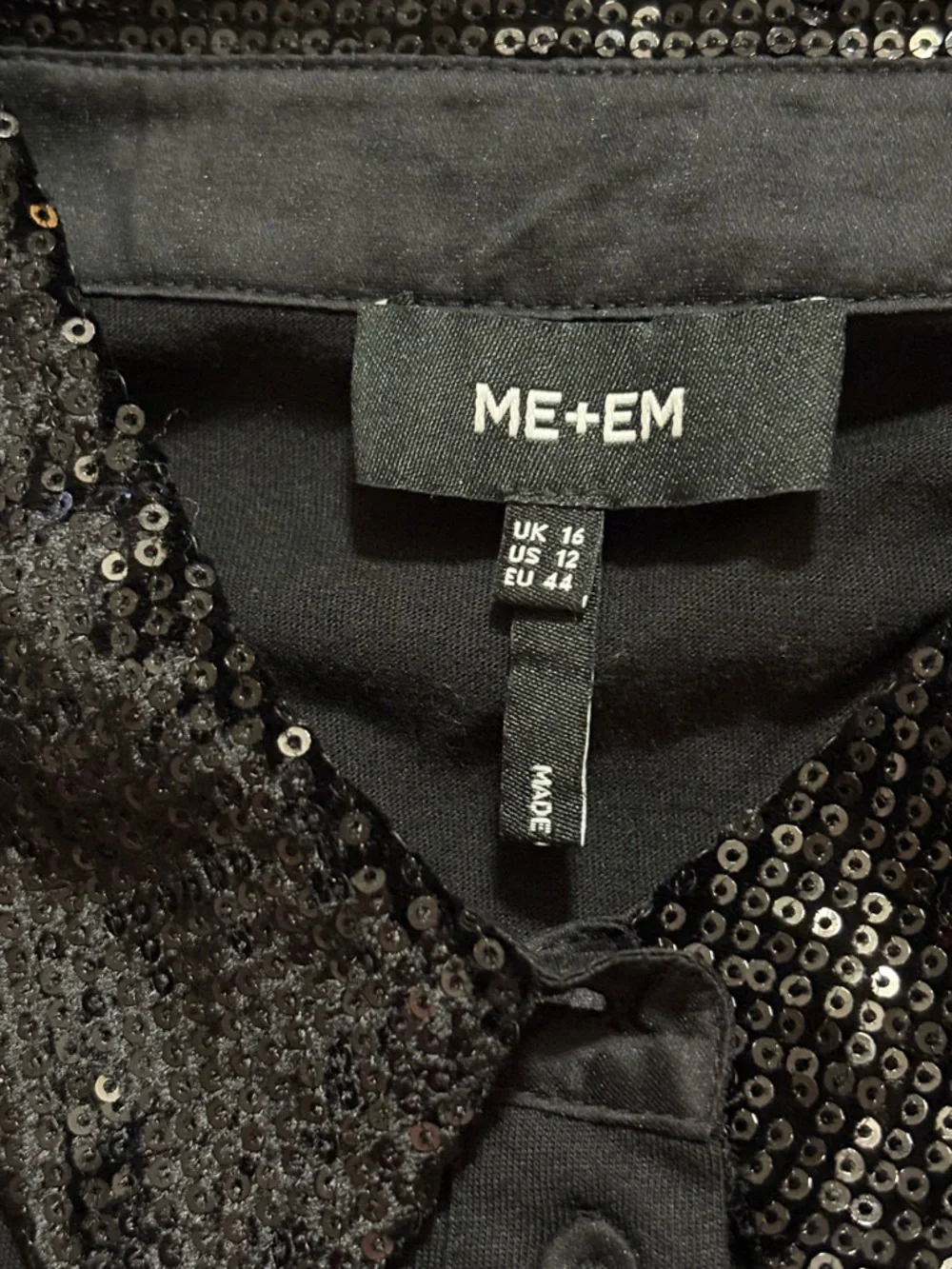 ME+EM Sequin Mixed Media Layering Shirt - Black Sz 12 - Picture 12 of 16